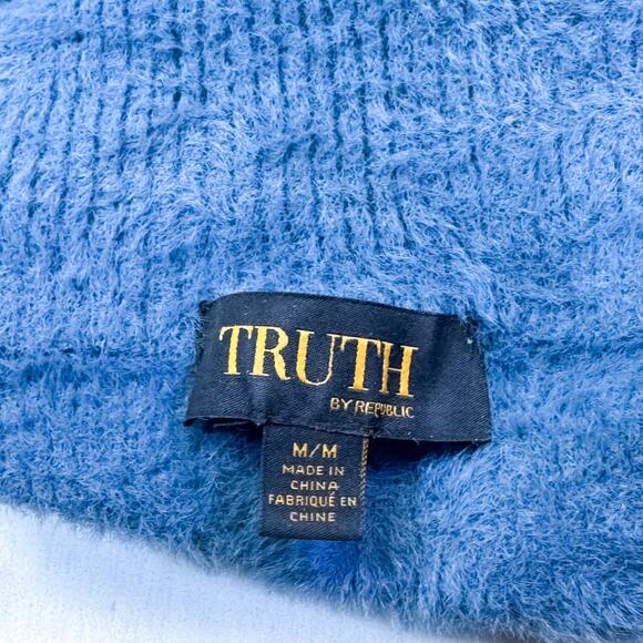 Truth by Republic Blue Fuzzy Mock Neck Sweater - Medium - Picture 6 of 8